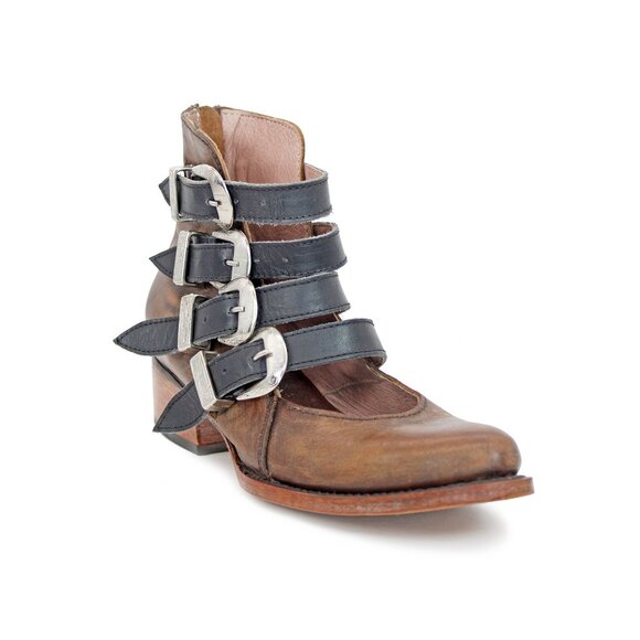 Freebird by Steven ‘Scarlett’ Olive Brown Multi-Buckle Ankle Boots: Size 7 M - Picture 3 of 9